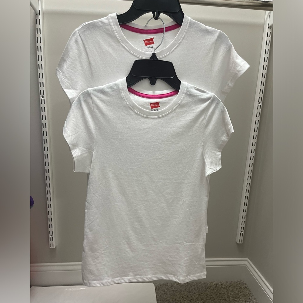 Set of two; Hanes Large Girls’ Undershirts/T-Shirts, White